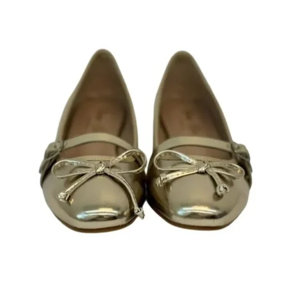 CHASE + CHLOE / Fergie-1/ Metallic Gold Ballet / Flats / With Bow Detail - Picture 4 of 8